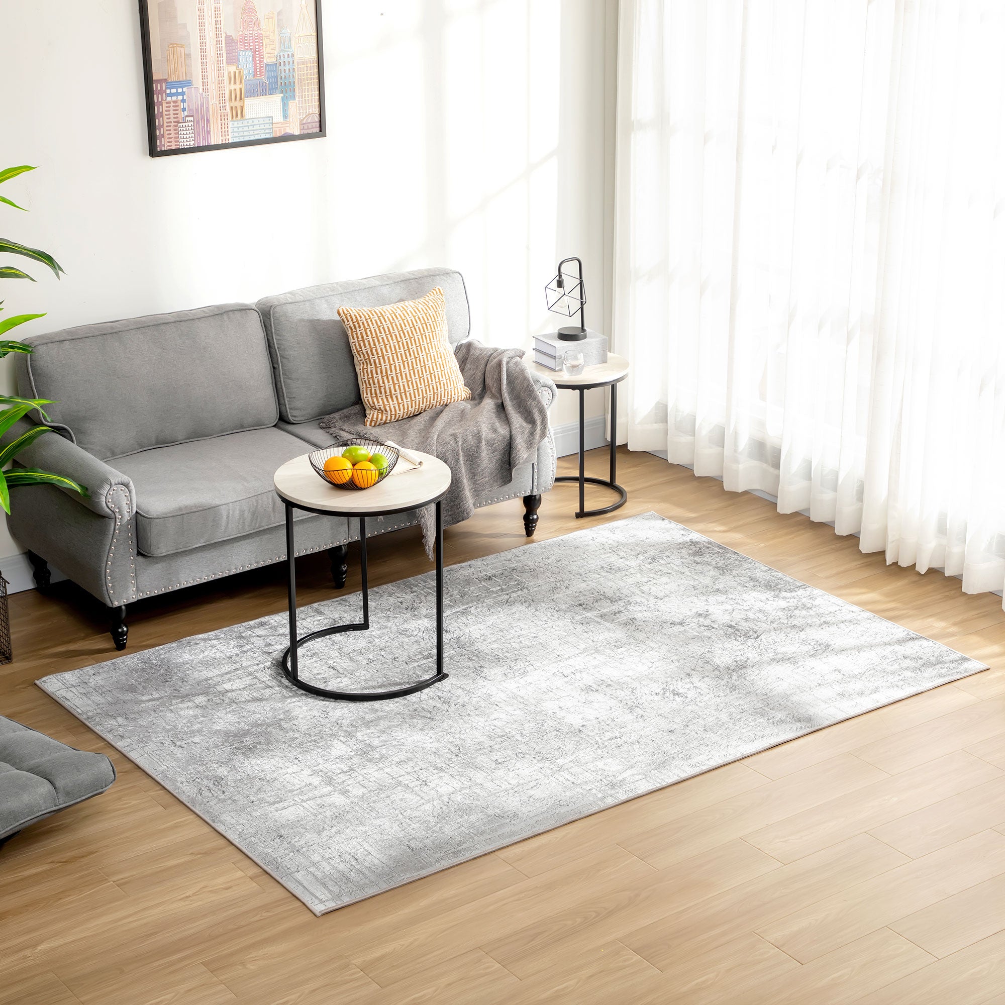 Grey Rug, Modern Abstract Area Rugs, Decorative Carpet for Living Room, Bedroom, Dining Room, 230 x 160cm