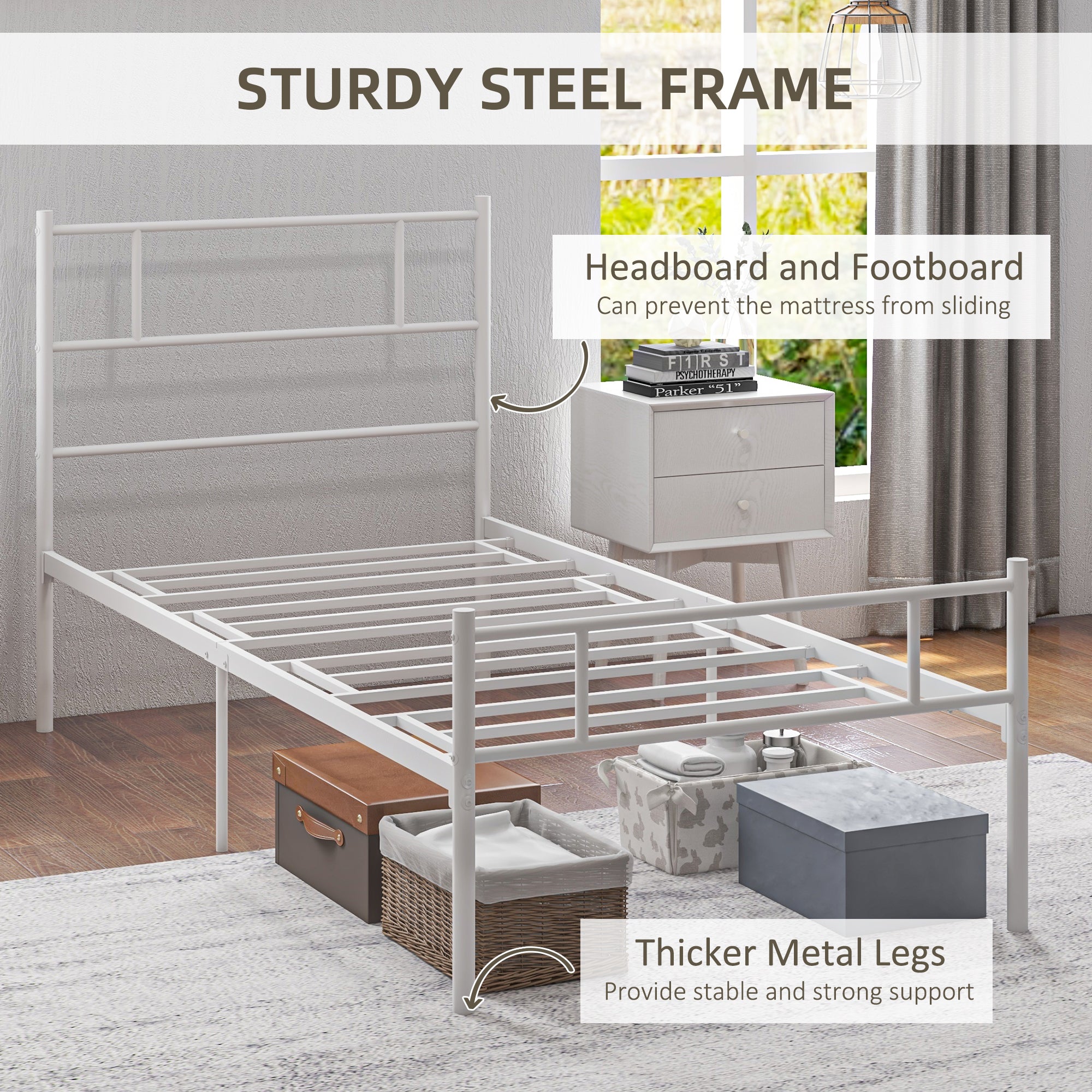 Direct Home Furniture Basics Single Metal Bed Frame White