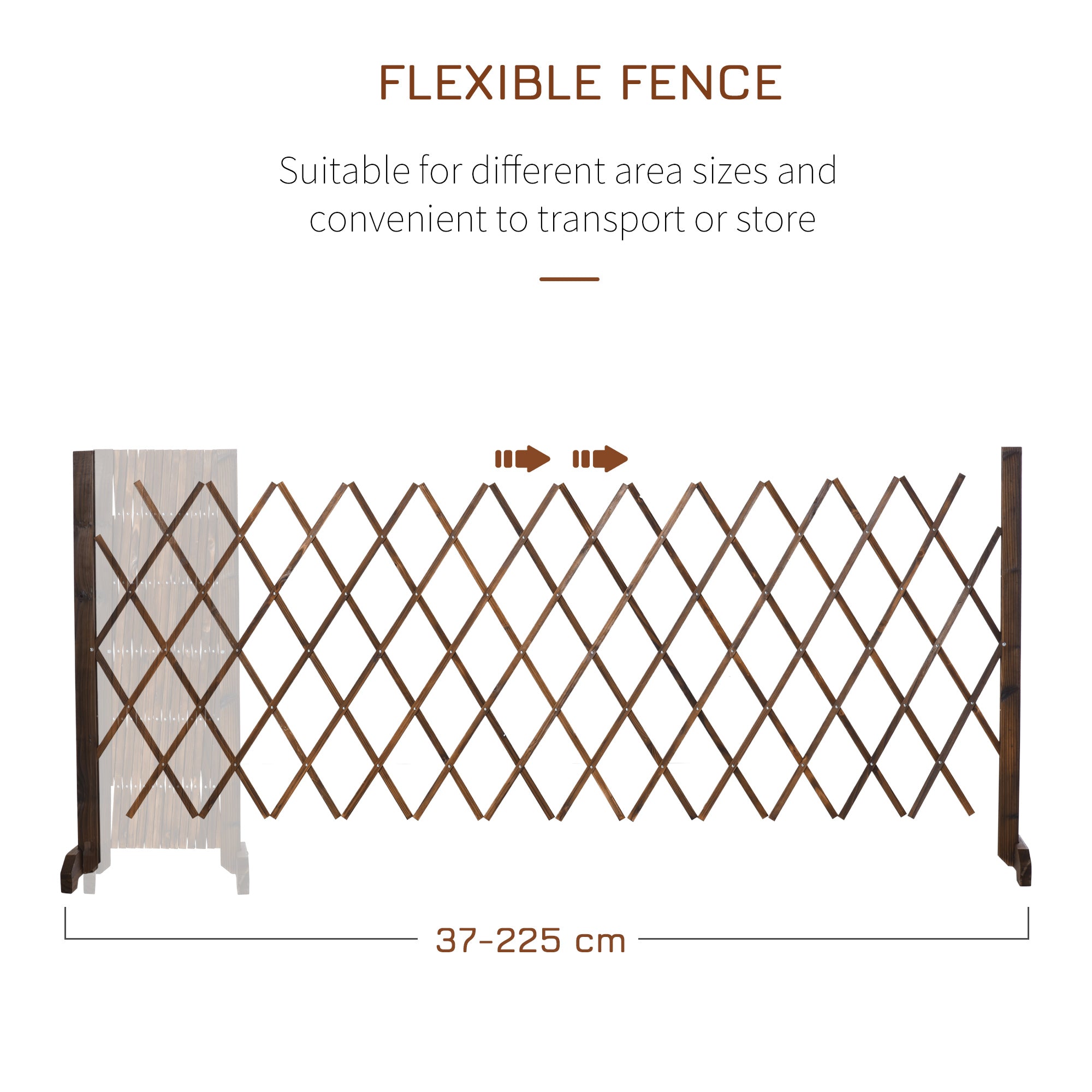 Freestanding Garden Fencing, Expanding Fence Trellis, Movable Scissor Grid, Foldable Garden Screen Panel, 225L x