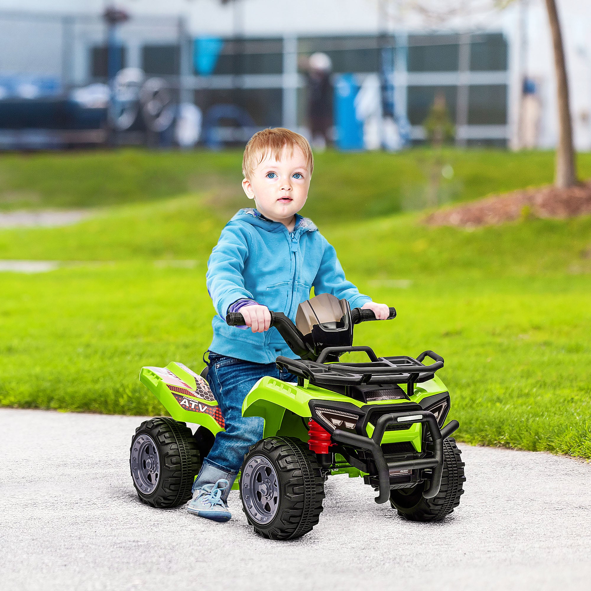 Kids Ride-on Four Wheeler ATV Car with Real Working Headlights, 6V Battery Powered Motorcycle for 18-36 Months, Green