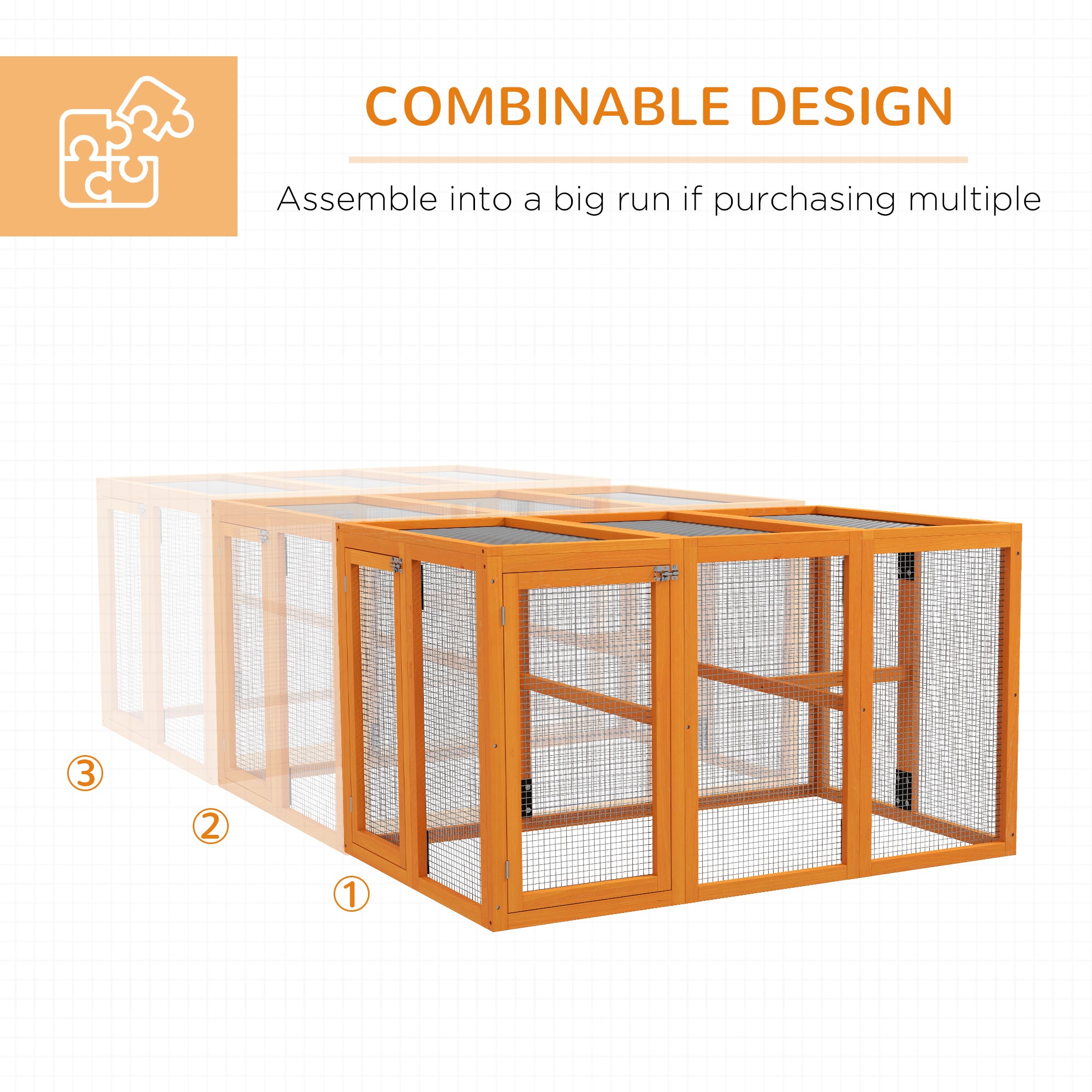 Wooden Chicken Coop with Combinable Design, for 1-3 Chickens