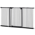 Retractable Pet Safety Gate with 3 Extensions and Adjustable Screws 76.2 x 152.3 cm - Black