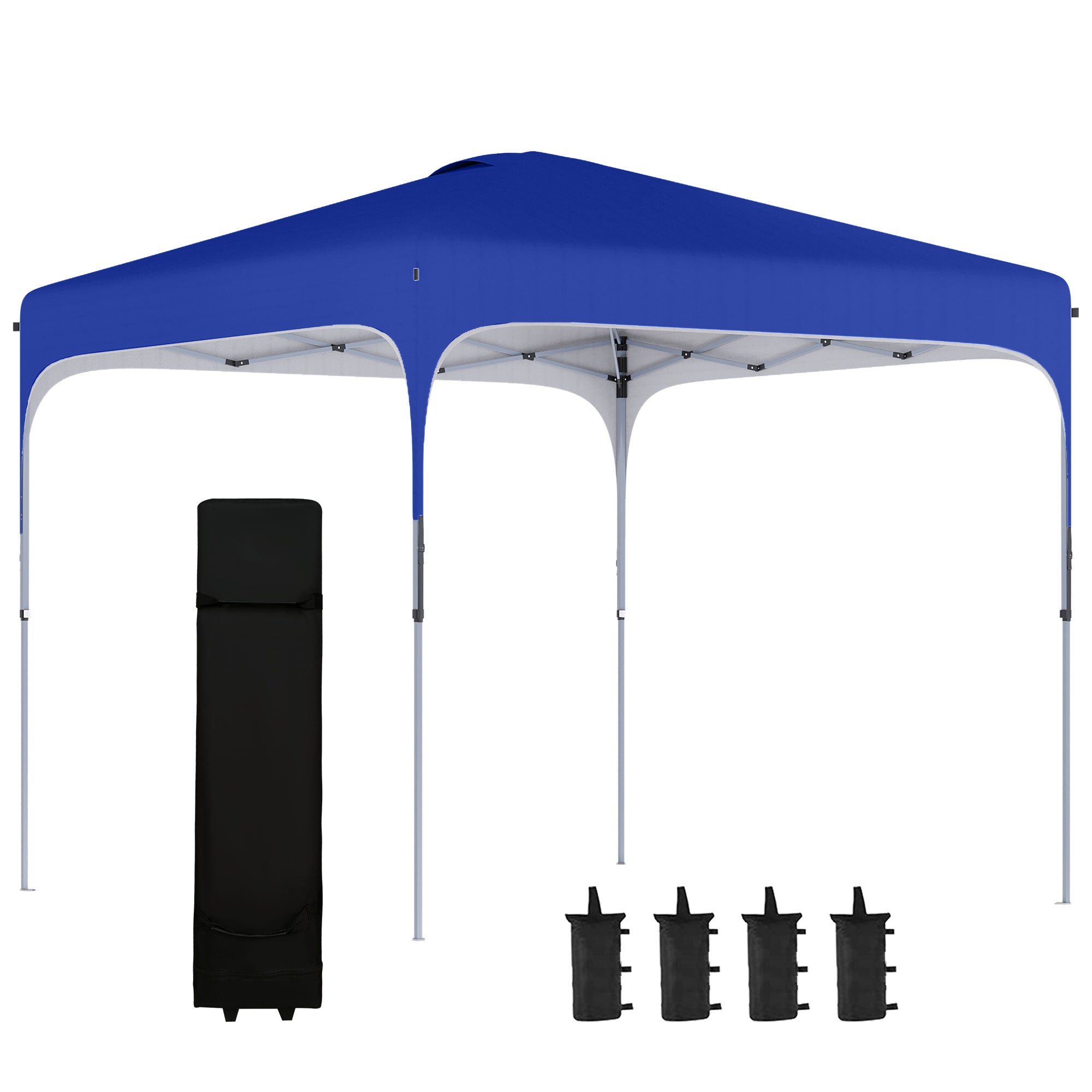 3x3m Pop Up Gazebo Height Adjustable Foldable Canopy Tent w/ Carry Bag, Wheels and 4 Leg Weight Bags, Blue