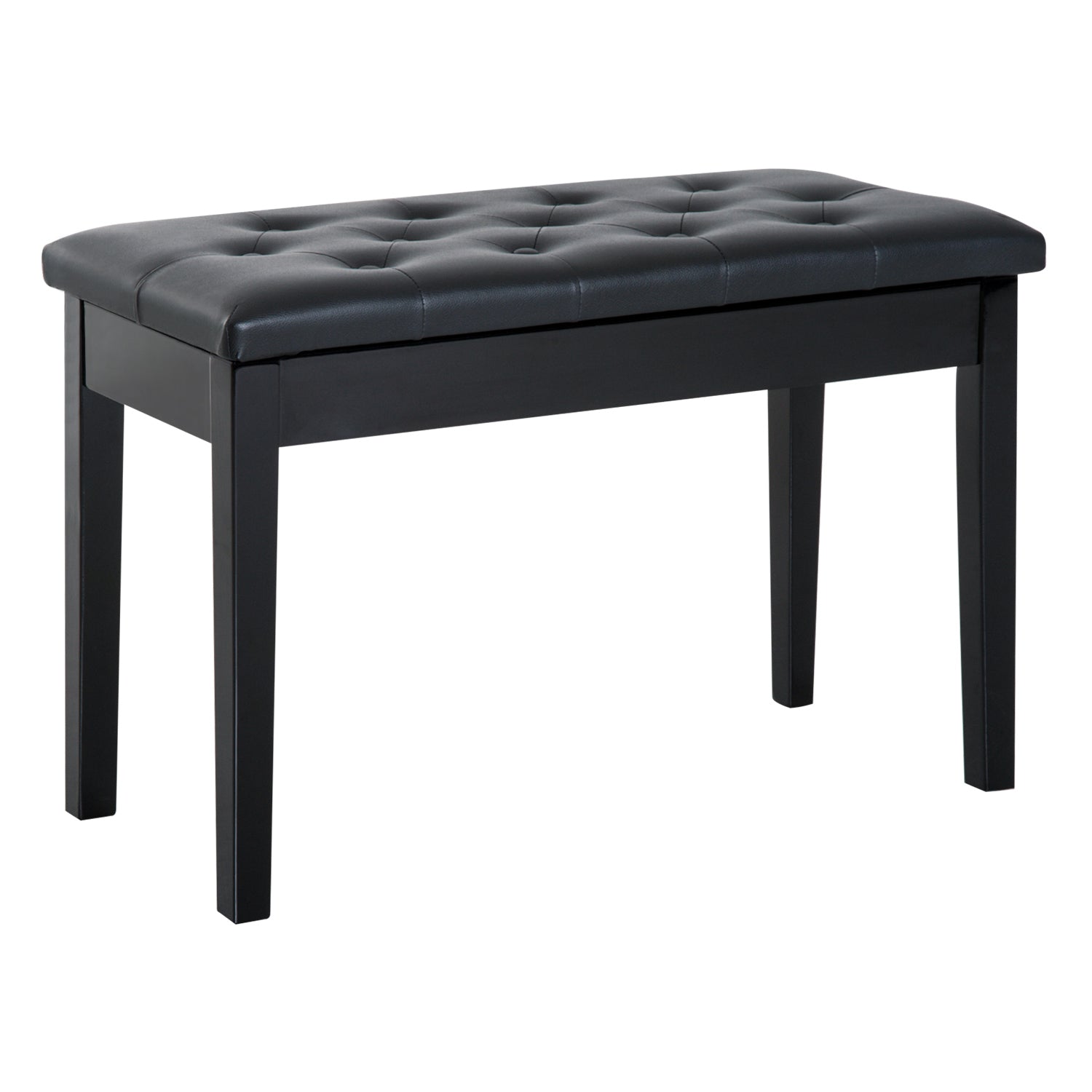 PU Leather Upholstered Piano Stool Makeup Stool Bench Dressing Table Seat with Storage 76x36x50cm, Black