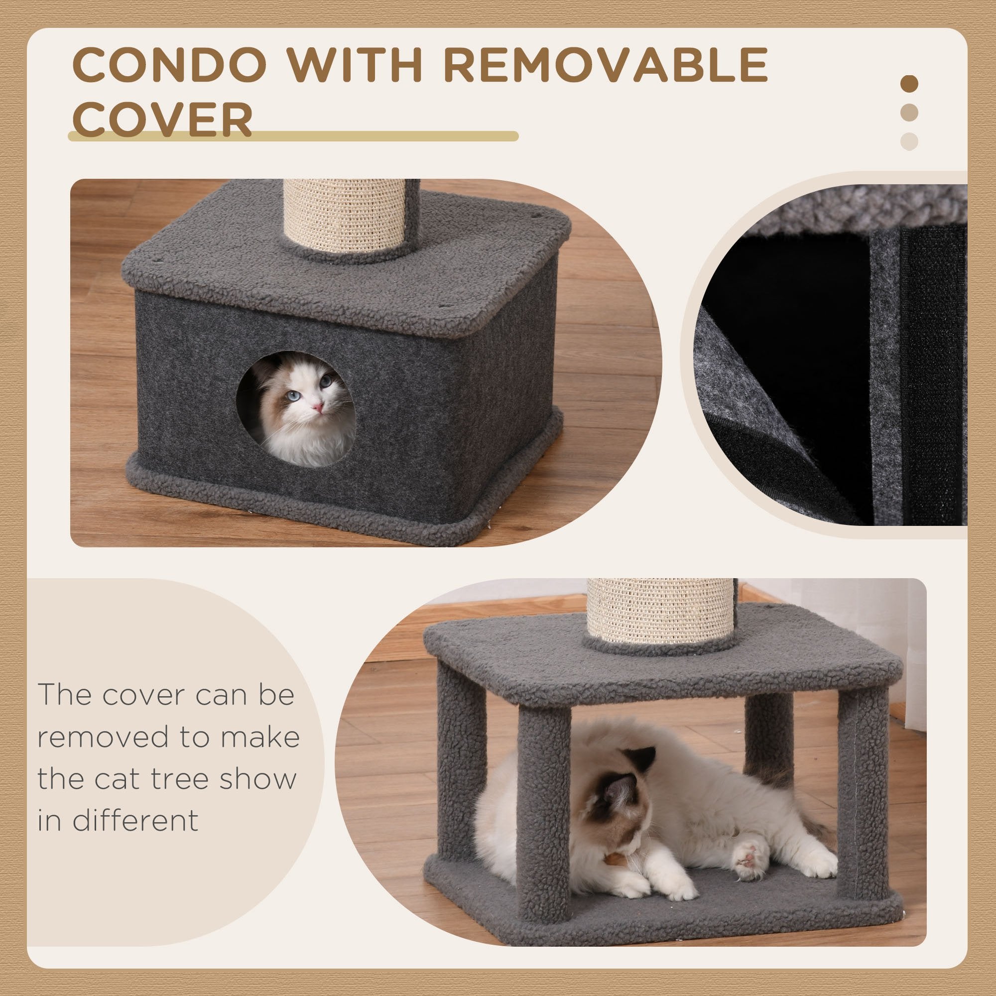 Cat Tree Kitten Tower Multi-level Activity Centre Pet Furniture with Sisal Scratching Post Condo Plush Perches Grey