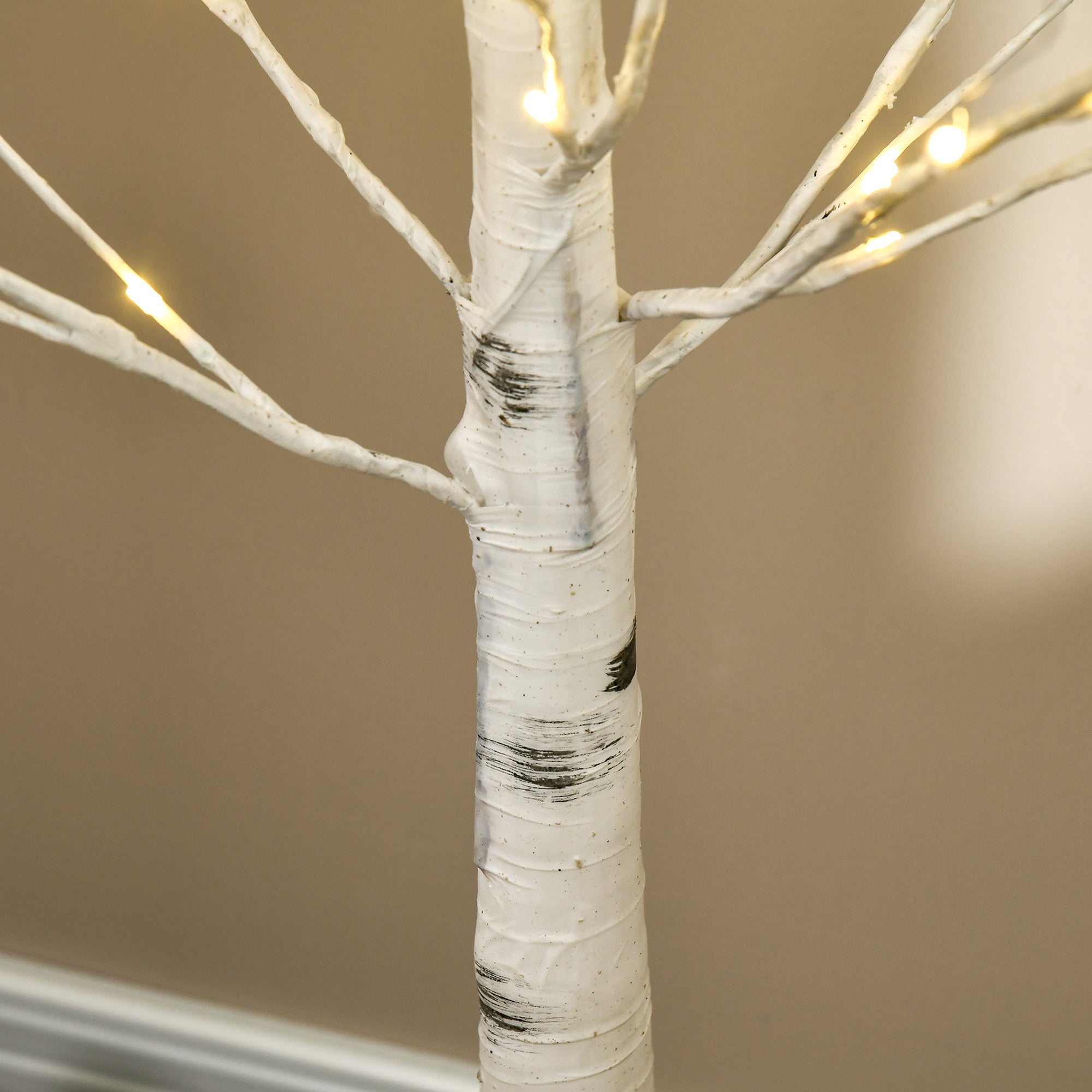 6ft Artificial White Birch Tree with 96 Warm White LED Lights - White