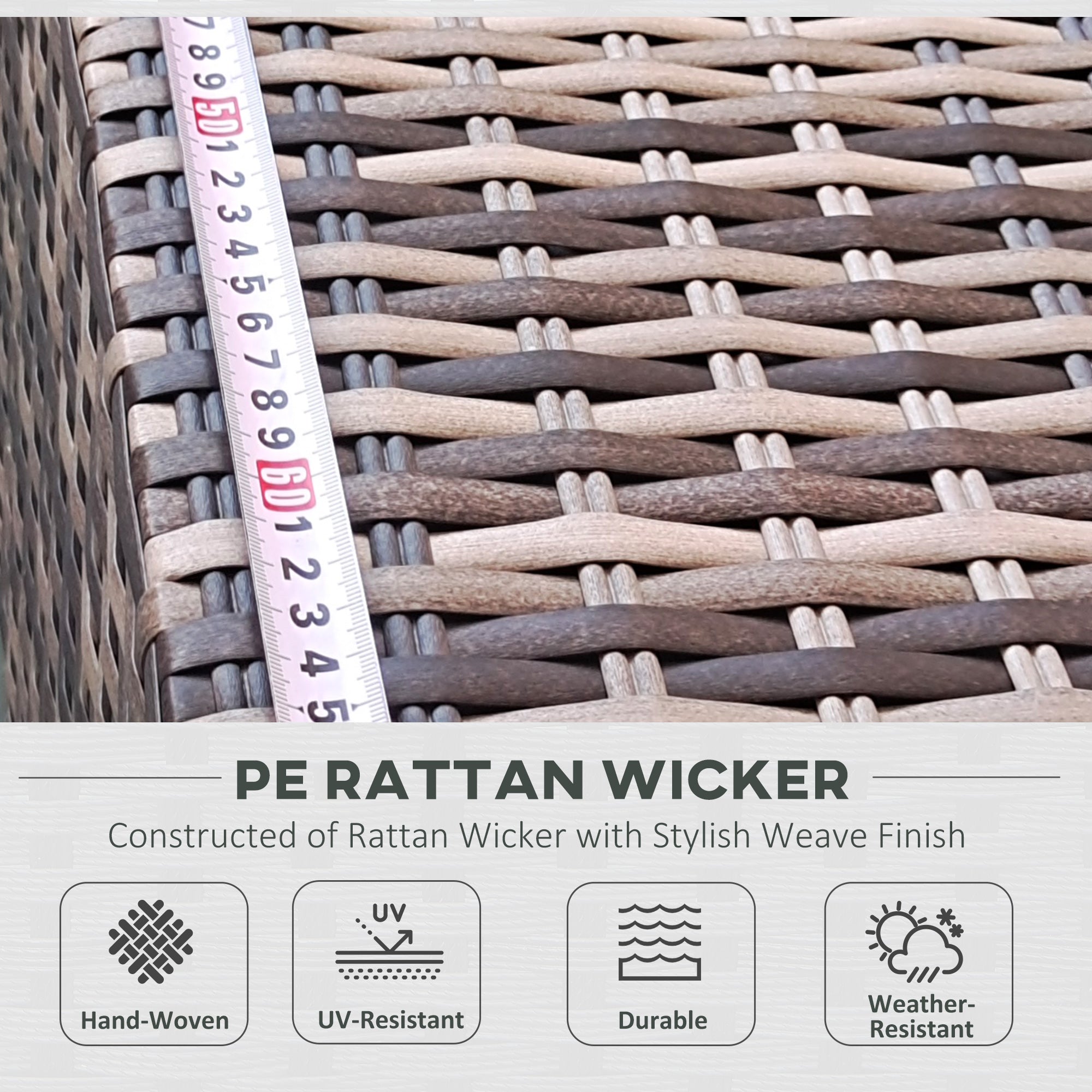 7-Piece PE Rattan Garden Furniture Set with Cushions & Glass Coffee Table - Mixed Grey