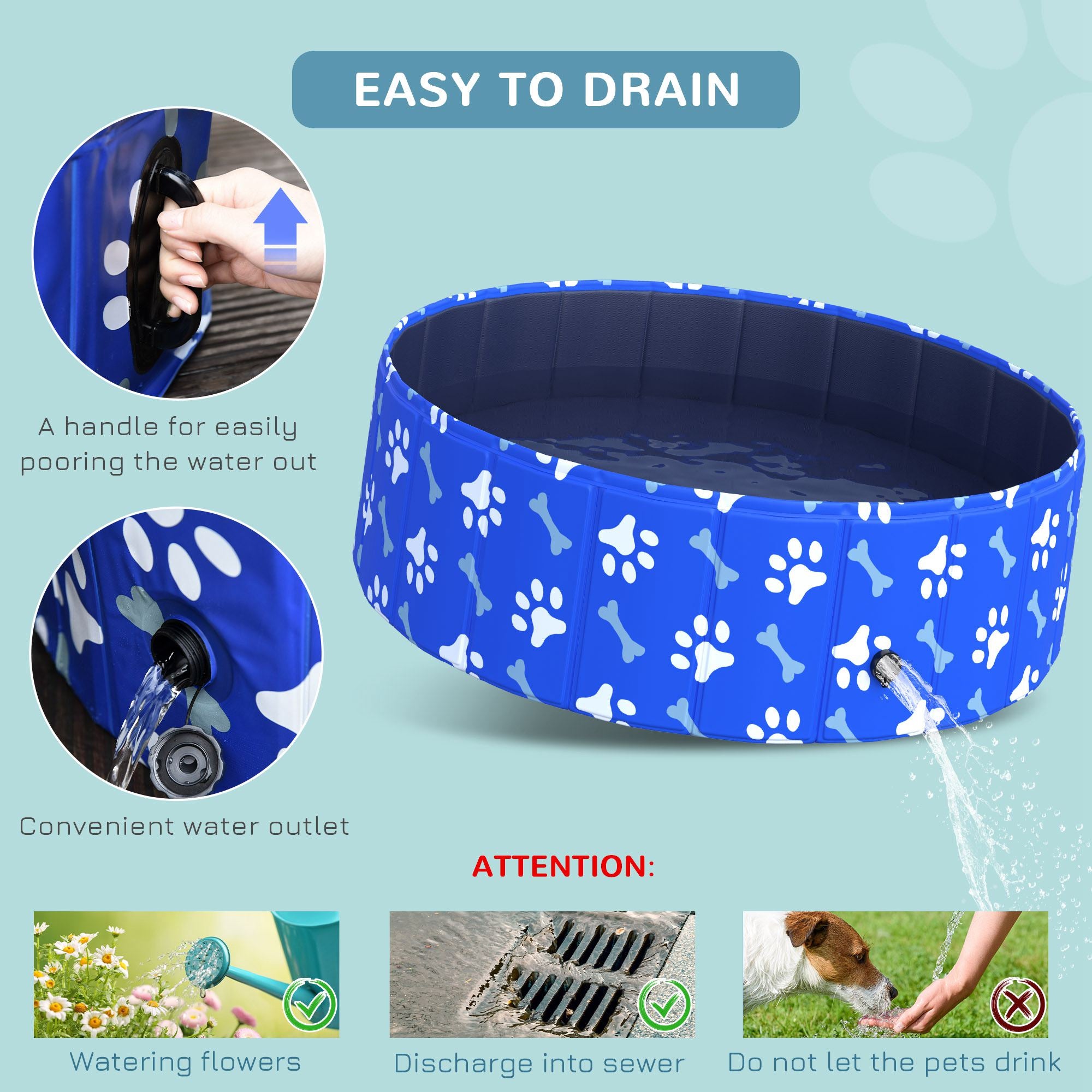 Dog Swimming Pool Foldable Pet Bathing Shower Tub Padding Pool Dog Cat Puppy Washer Indoor/Outdoor ?100 x 30H cm S Sized