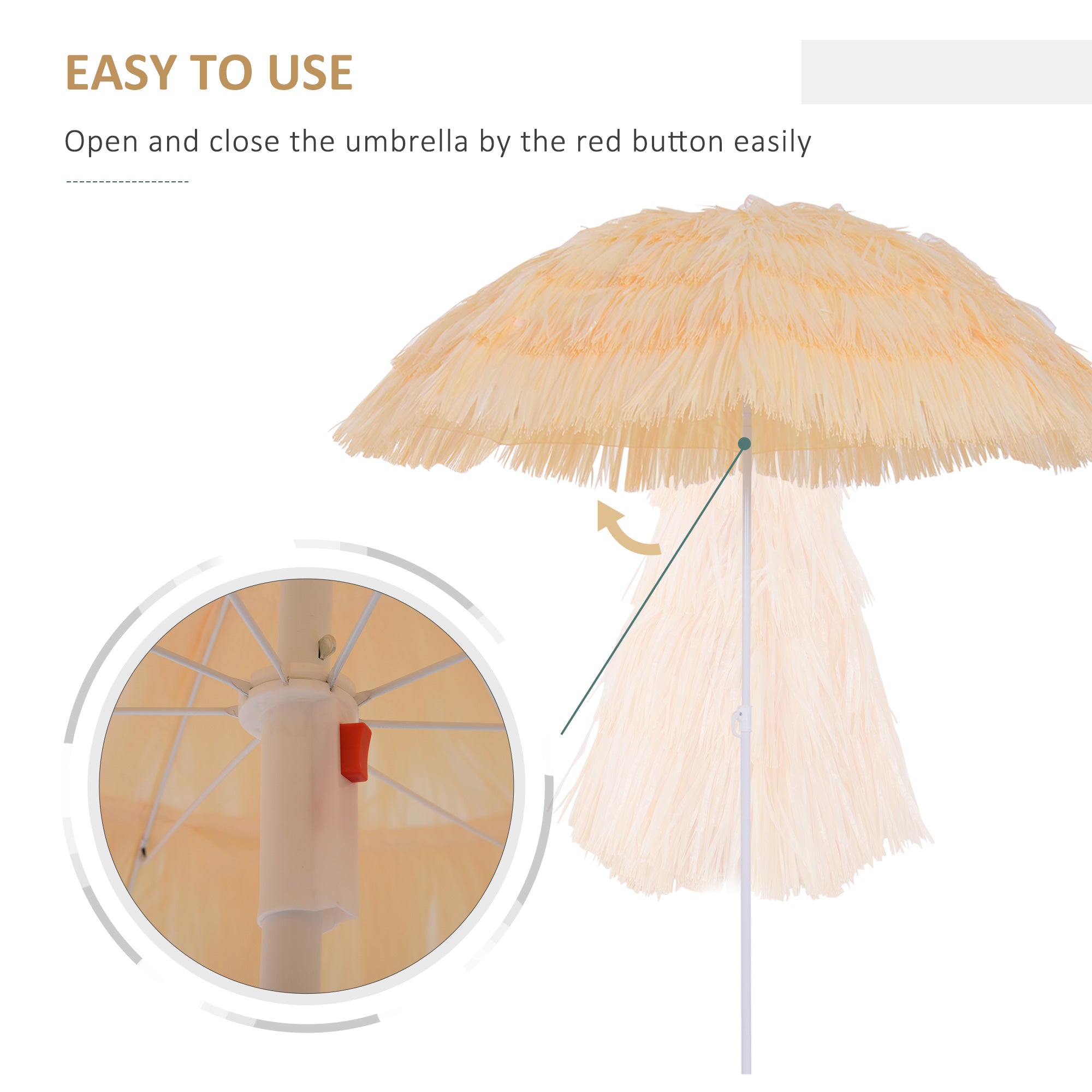 Patio Garden Hawaii Beach Sun Umbrella Sunshade Hawaiian Folding Tilting Crank Parasol (Wheat)