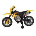 Kids Electric Ride-On Motorbike 6V Battery Scooter with Training Wheels - Yellow