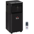 7000BTU 4-in-1 Portable Mobile Air Conditioner with Remote, LED Timer, Dehumidifier & Fan - Black