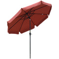 2.66m Patio Umbrella with Ruffled Canopy and Aluminium Pole - Wine Red