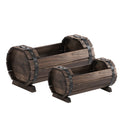 2PC Wooden Planter Box Set for Indoor & Outdoor Plants - Carbonized Color