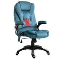 Heated Massage Recliner Office Chair with Six Massage Points Velvet-Feel Fabric 360° Swivel - Blue