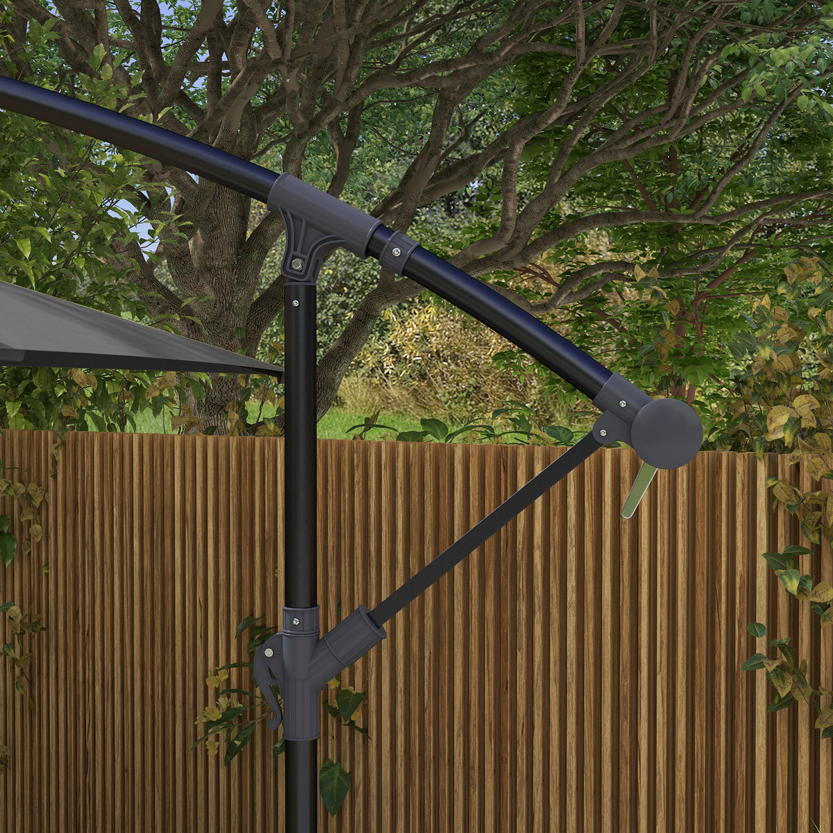 3x2m Rectangular Cantilever Parasol with Crank Handle and Cross Base - Grey