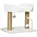 42cm Indoor Small Cat Tree with Sisal Scratching Post, Kitten Bed & Toy Balls Climbing Tower - White