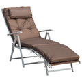 Outdoor Patio Sun Lounger with Adjustable Recliner and Cushion - Brown