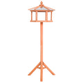 Deluxe Wooden Bird Stand Feeder Table 113cm High Garden Parrot Coop - Natural Wood