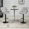 Set of 2 Adjustable Height Fabric Bar Stools with Swivel Seat and Armless Upholstery - Light Grey