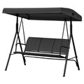 Three-Seater Garden Swing Chair with Canopy - Black