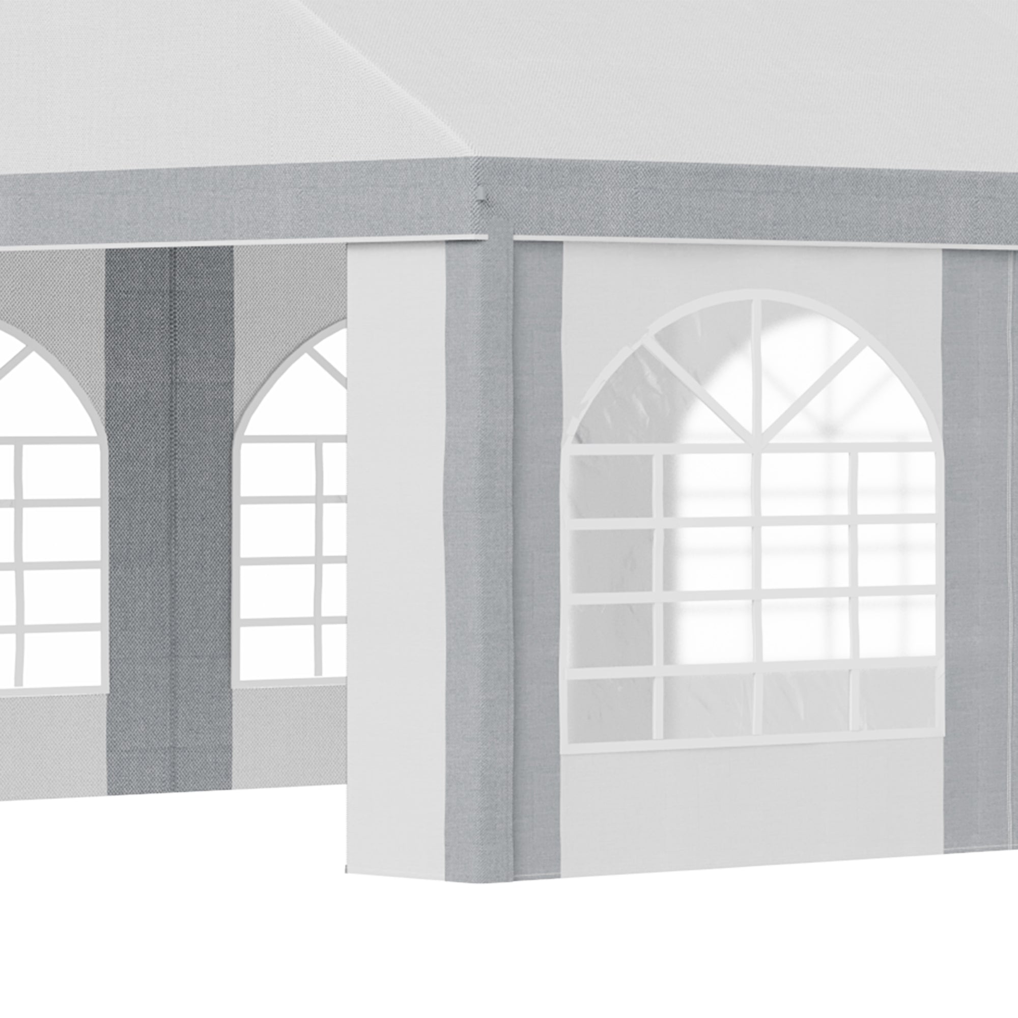 8 x 4m Galvanised Party Tent with Sides and Windows - White and Grey