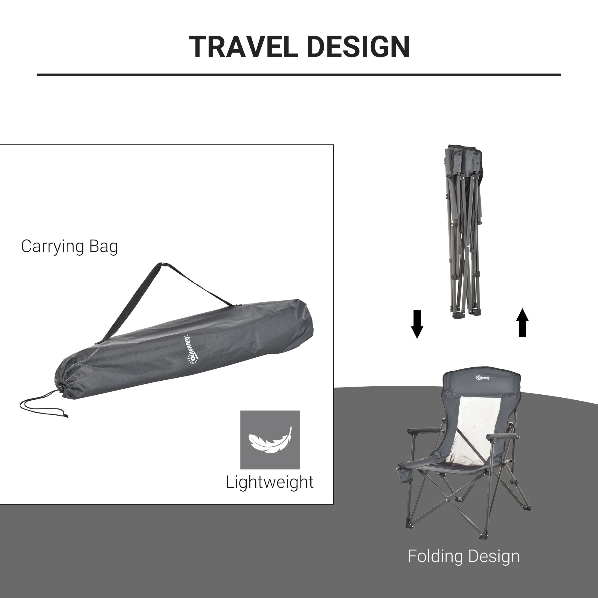 Folding Camp Chair Portable Chair w/ Cup Holder Holds up to 136kg Perfect for Camping, Festivals, Garden, Caravan Trips, Beach and BBQs