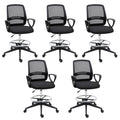 Set of 5 Ergonomic Tall Mesh Back Draughtsman Office Chairs with Adjustable Height, Footrest & 360° Swivel - Black