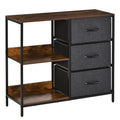 Chest of Drawers Dresser Cabinet with 3 Fabric Drawers & 3 Shelves for Living Room, Bedroom, Hallway - Black