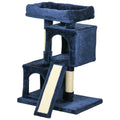 Sisal Cat Activity Tree with 2 Houses and Resting Perch - Navy Blue