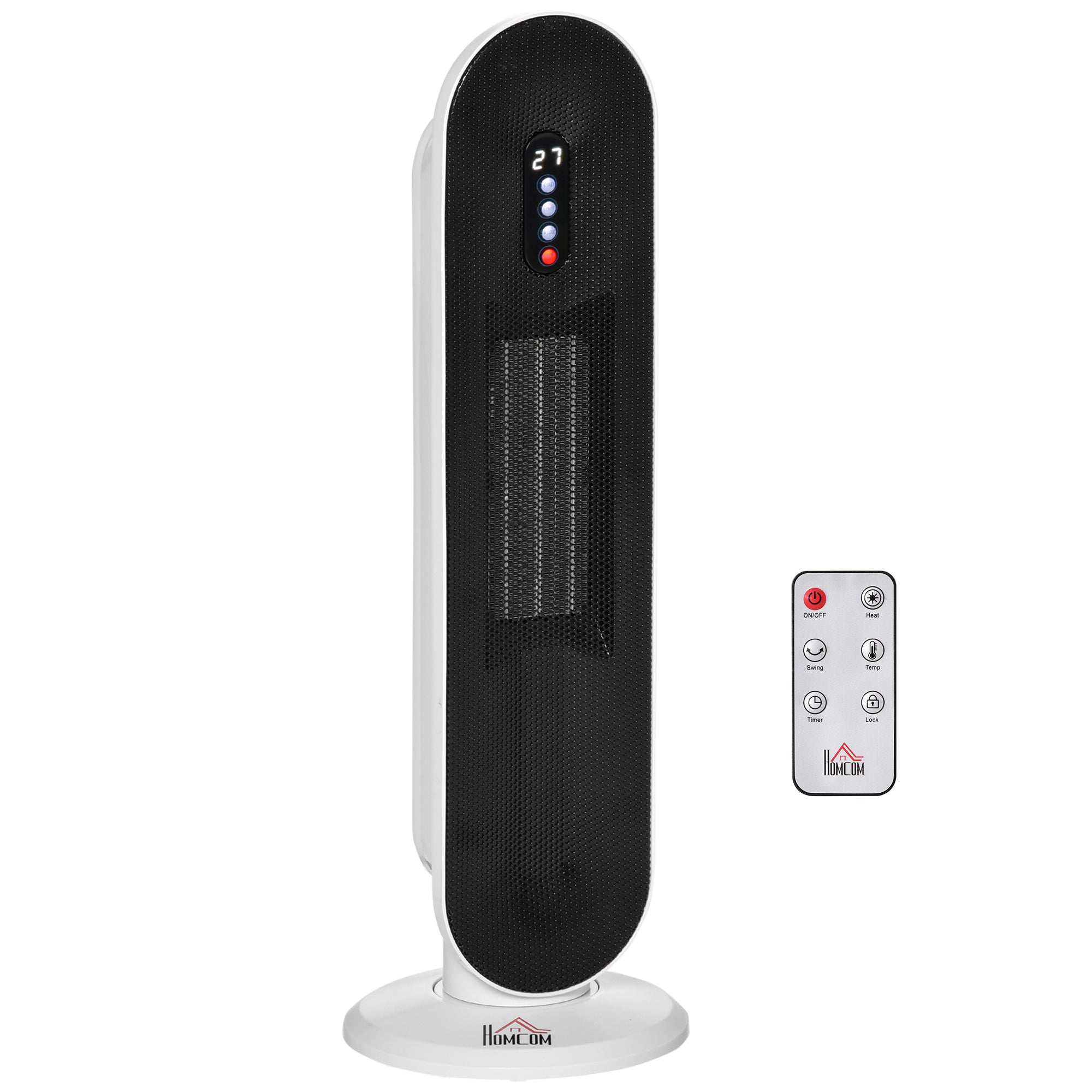 Ceramic Space Heater, Indoor Tower Heater with 45 Degree Oscillation, Remote Control, 24H Timer, Tip-Over & Overheating Protection, 1200W/2000W