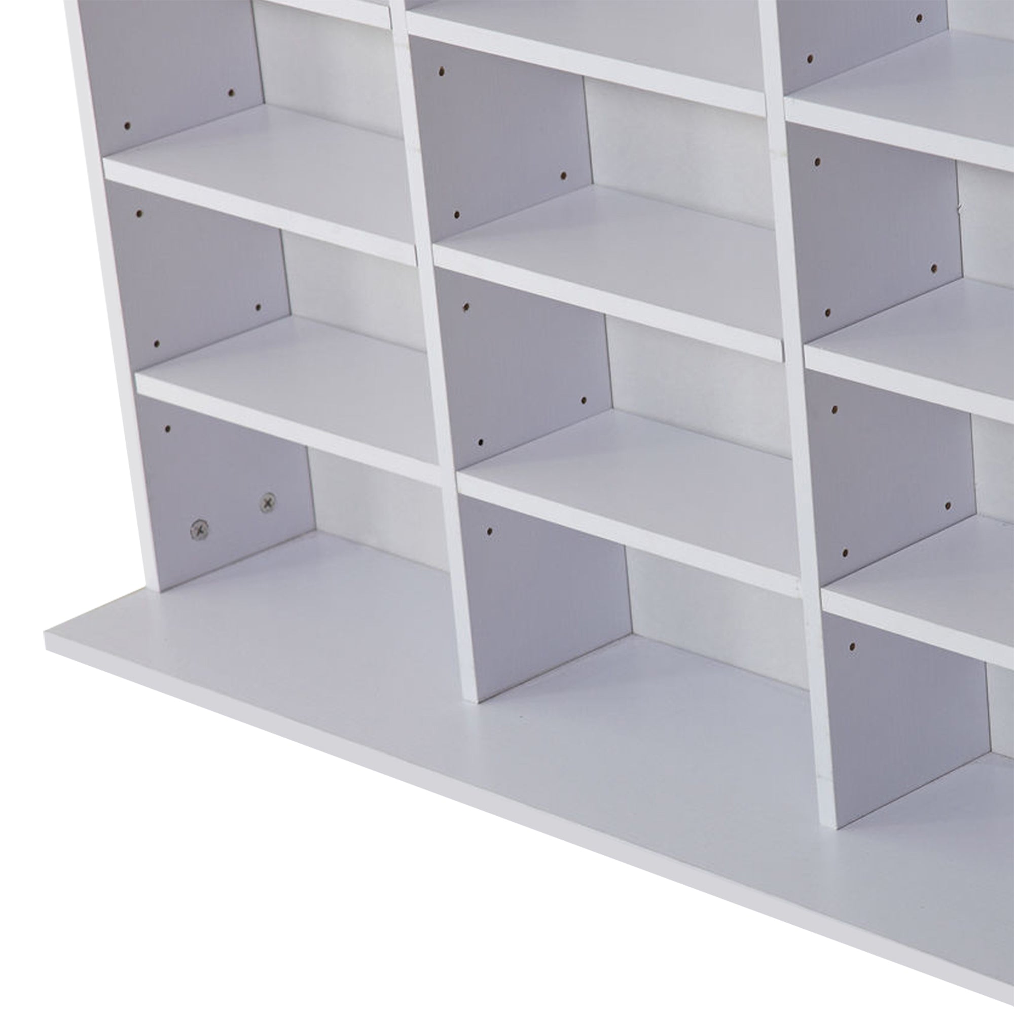 CD / DVD Storage Shelf Storage Unit for 1116 CDs Height-Adjustable Compartments 102 x 24 x 195 cm White