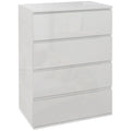 High Gloss 4 Drawer Chest of Drawers Storage Cabinet Modern Dresser - White