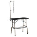 Foldable Pet Grooming and Drying Table with Adjustable Arm, Non-Slip Rubber Top, Aluminium Edge, Stainless Steel Bar Sling - Black