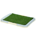 Puppy Training Pad Indoor Portable with Artificial Grass, Grid Panel & Tray 63x48.5cm - Blue White Green