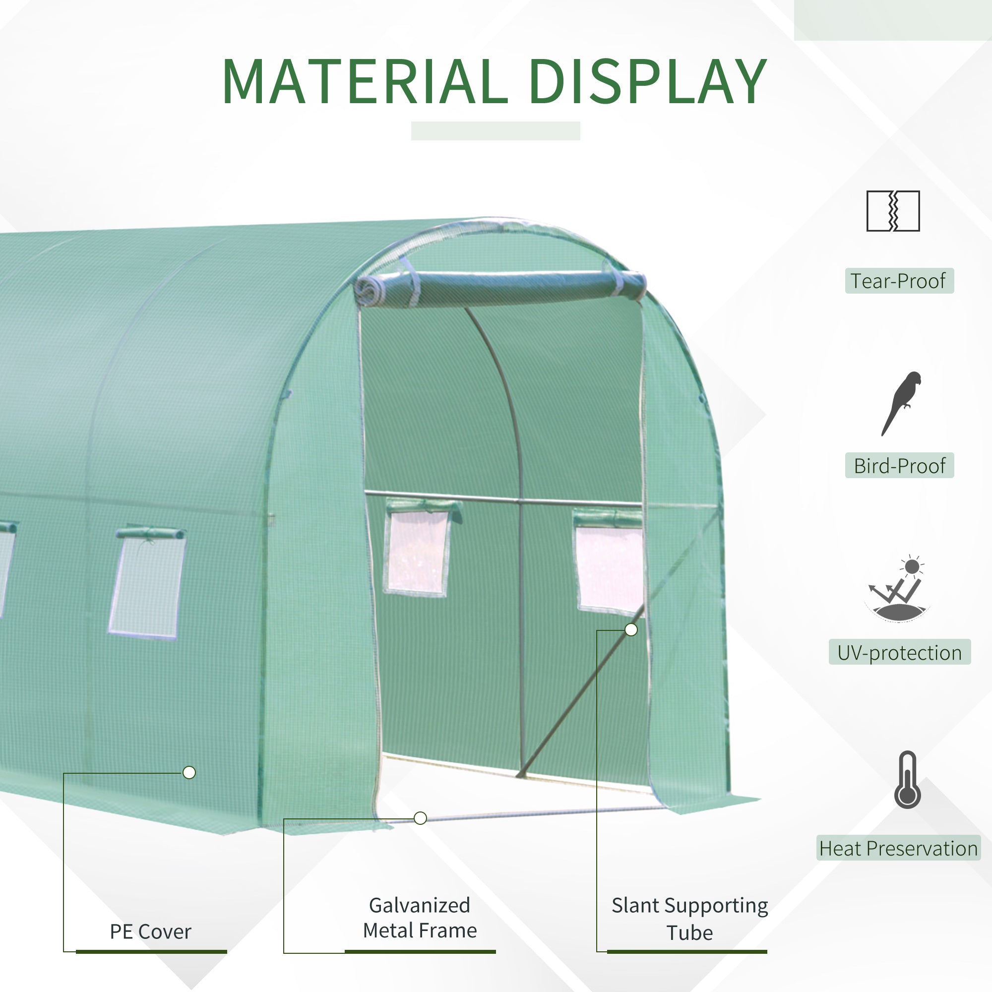 Walk in Polytunnel Outdoor Garden Greenhouse with Windows and Door (3 x 2M)