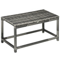 Outdoor PE Rattan Garden Coffee Side Table with X-Shape Support - Mixed Grey