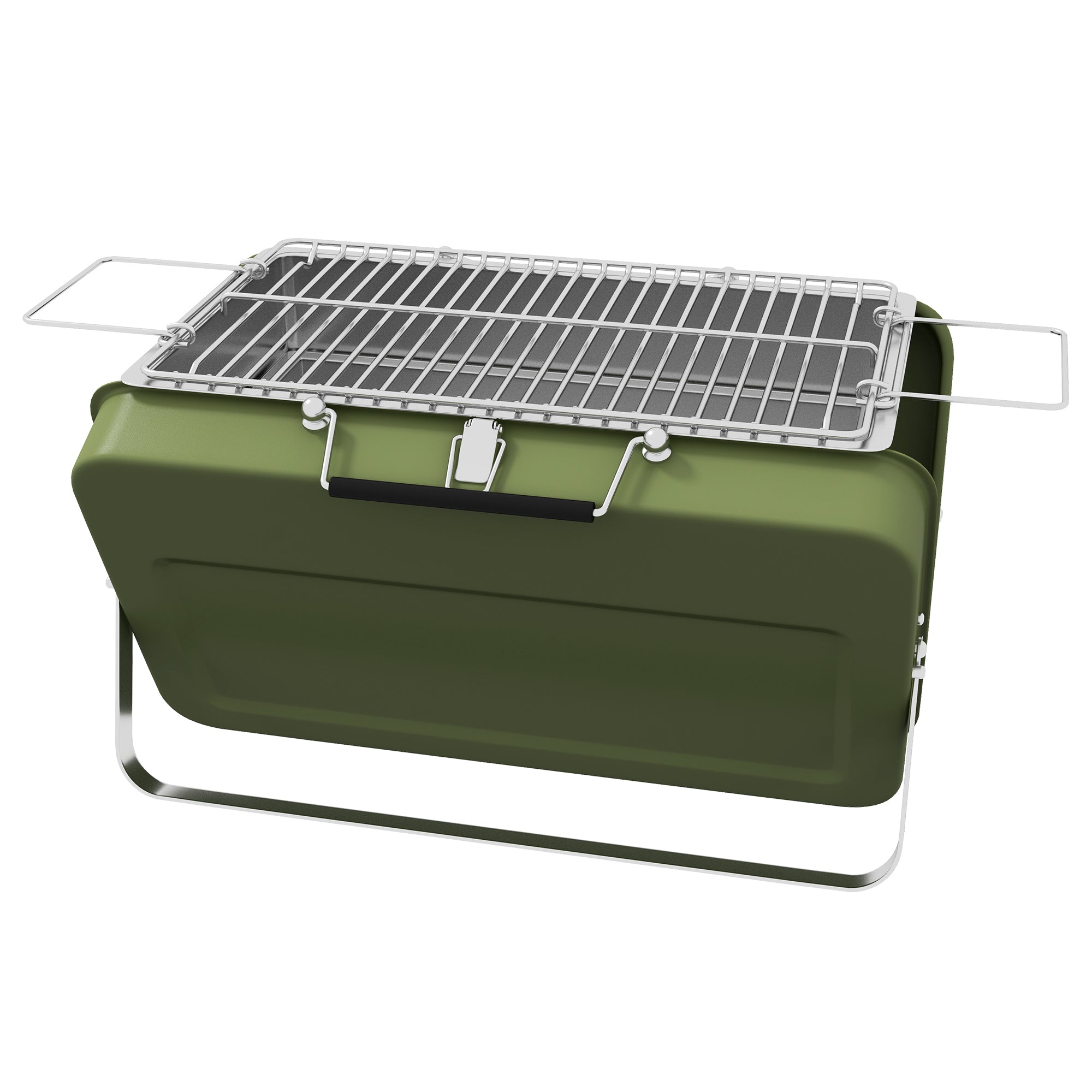 Foldable Suitcase Mini Charcoal Barbecue Grill BBQ - Green