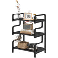 3-Tier Industrial Metal Storage Shelves with Waved Sides for Home Office & Living Room - Black