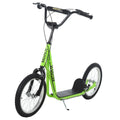 Teen Kids Adjustable Handlebar Stunt Kick Scooter with 2 Brakes and 16 Inch Rubber Tyres - Green