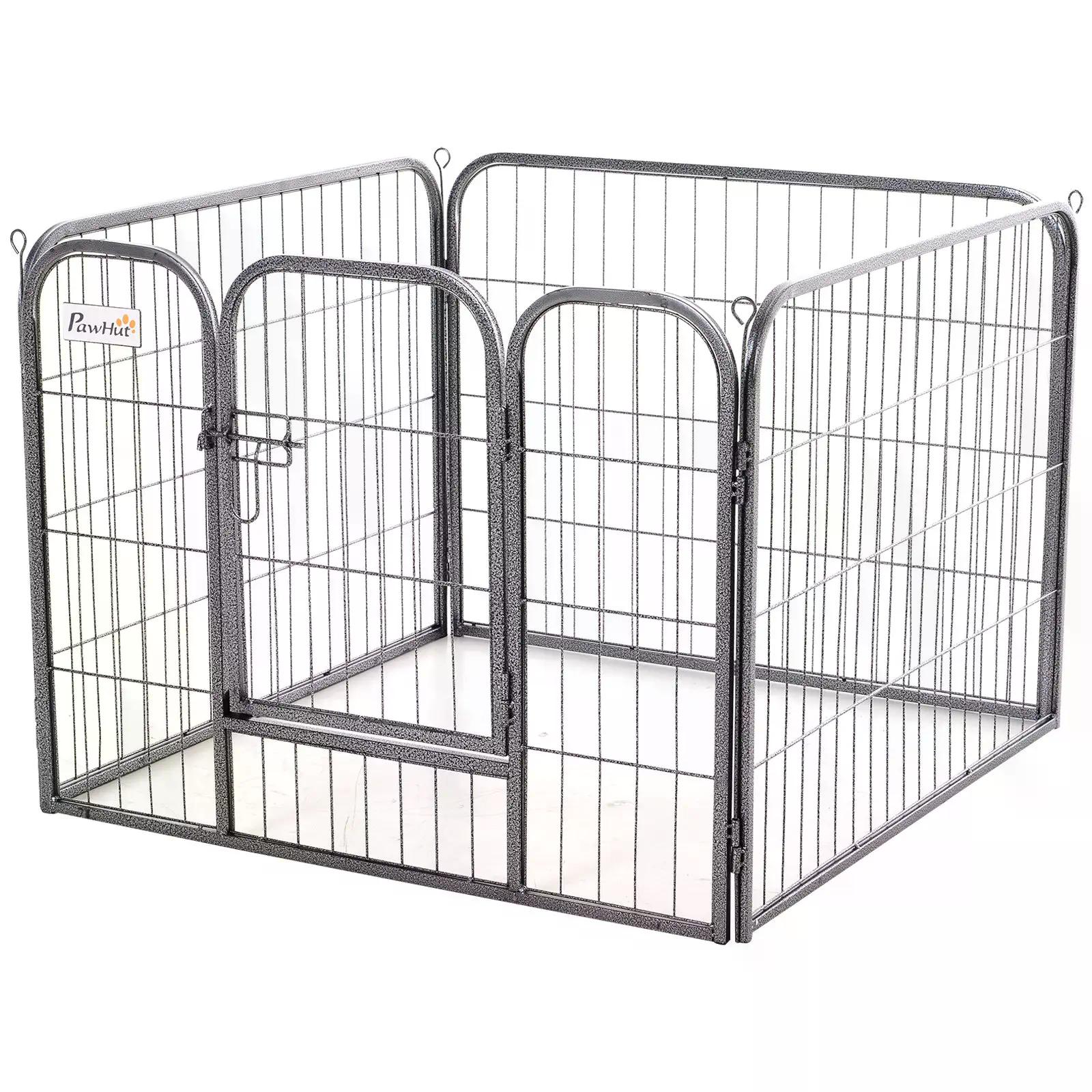 Heavy Duty Dog Kennel Large Dog Kennel Square Metal Foldable Kennel Dog Pen Grey