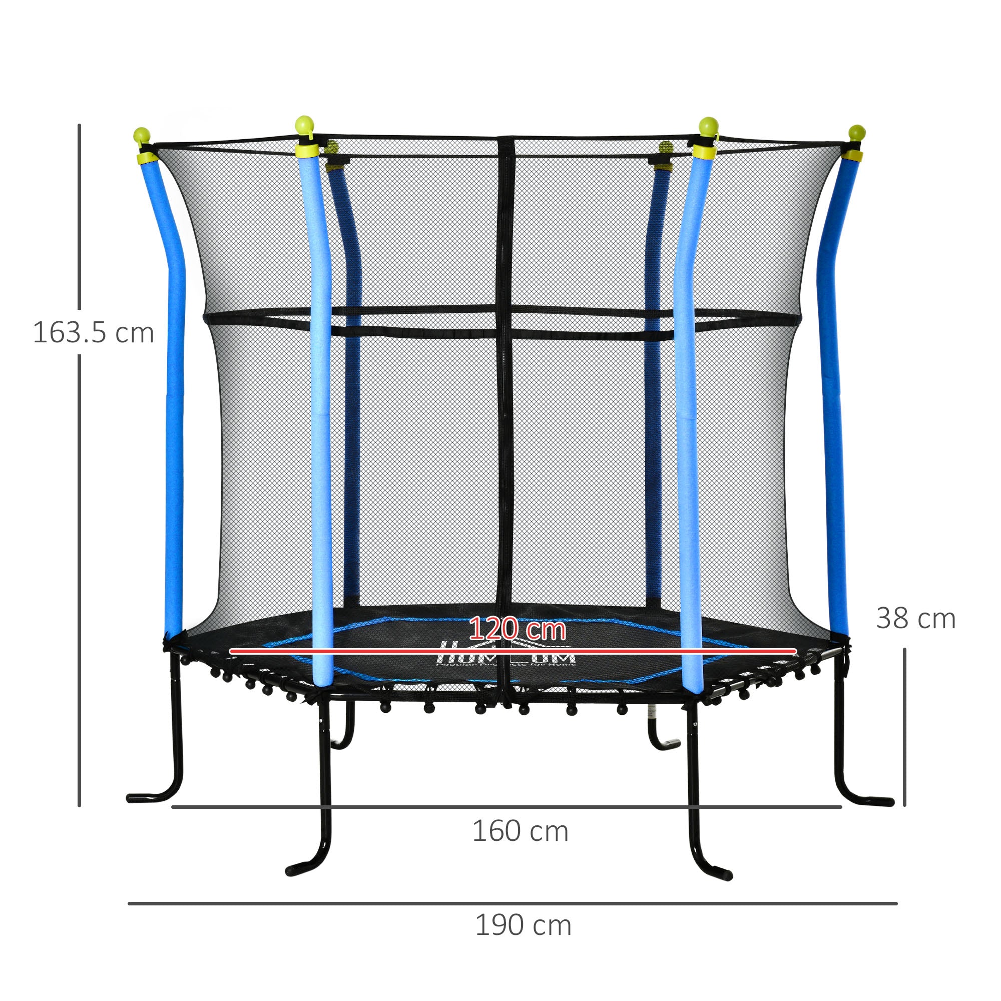 5.2FT / 63 Inch Kids Trampoline With Enclosure Net Mini Indoor Outdoor Trampolines for Child Toddler Age 3 - 10 Years Blue