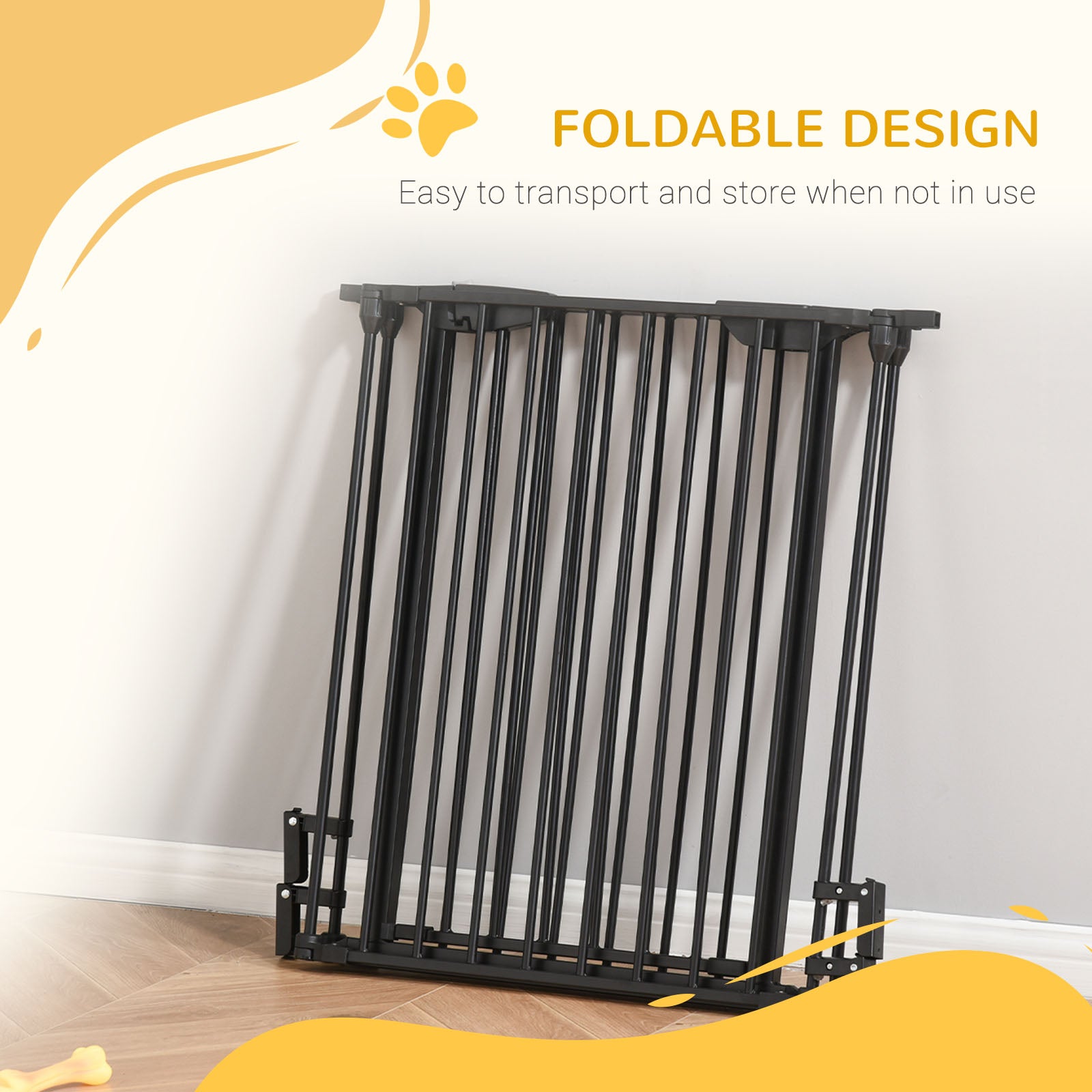 Pet Gate 3-Panel Playpen Metal Safety Fence Stair Gate For Dogs Barrier Room Divider with Walk Through Door Automatically Close Lock