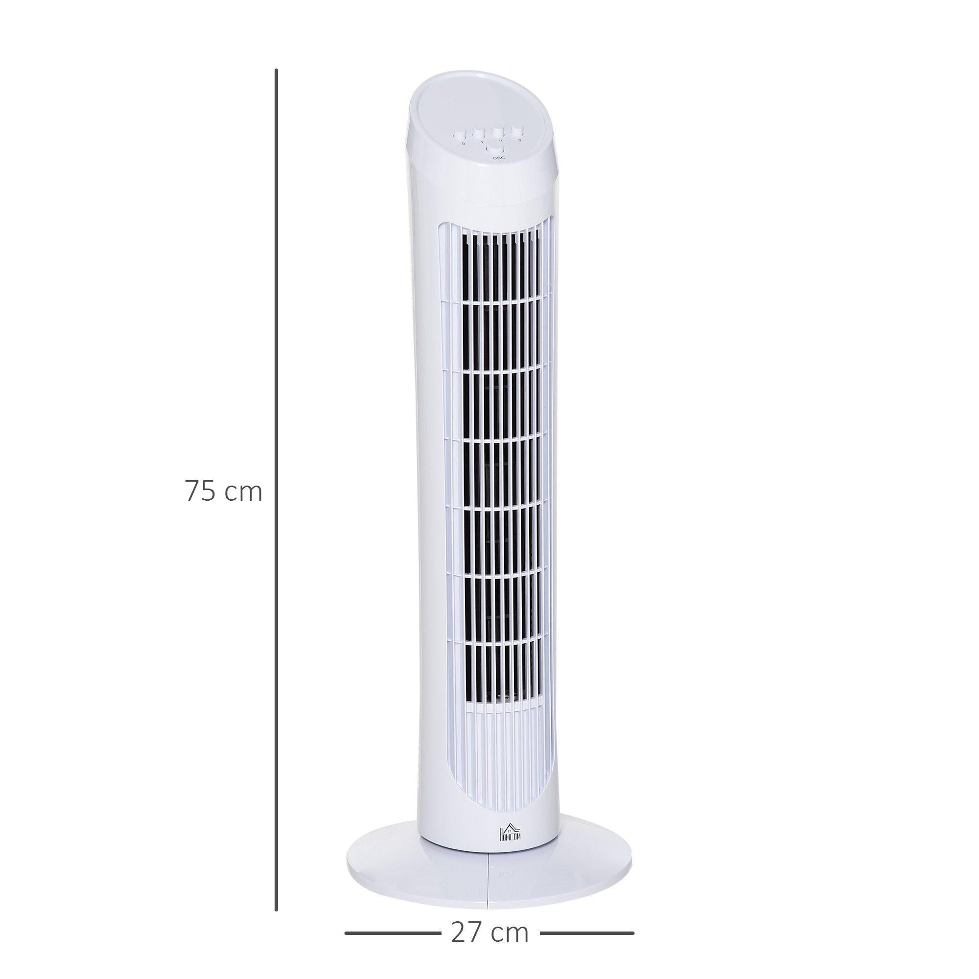 30" Oscillating Tower Fan 3 Speed Mode Ultra Slim Indoor Air Refresher Cooling Machine Noise Reduction - White