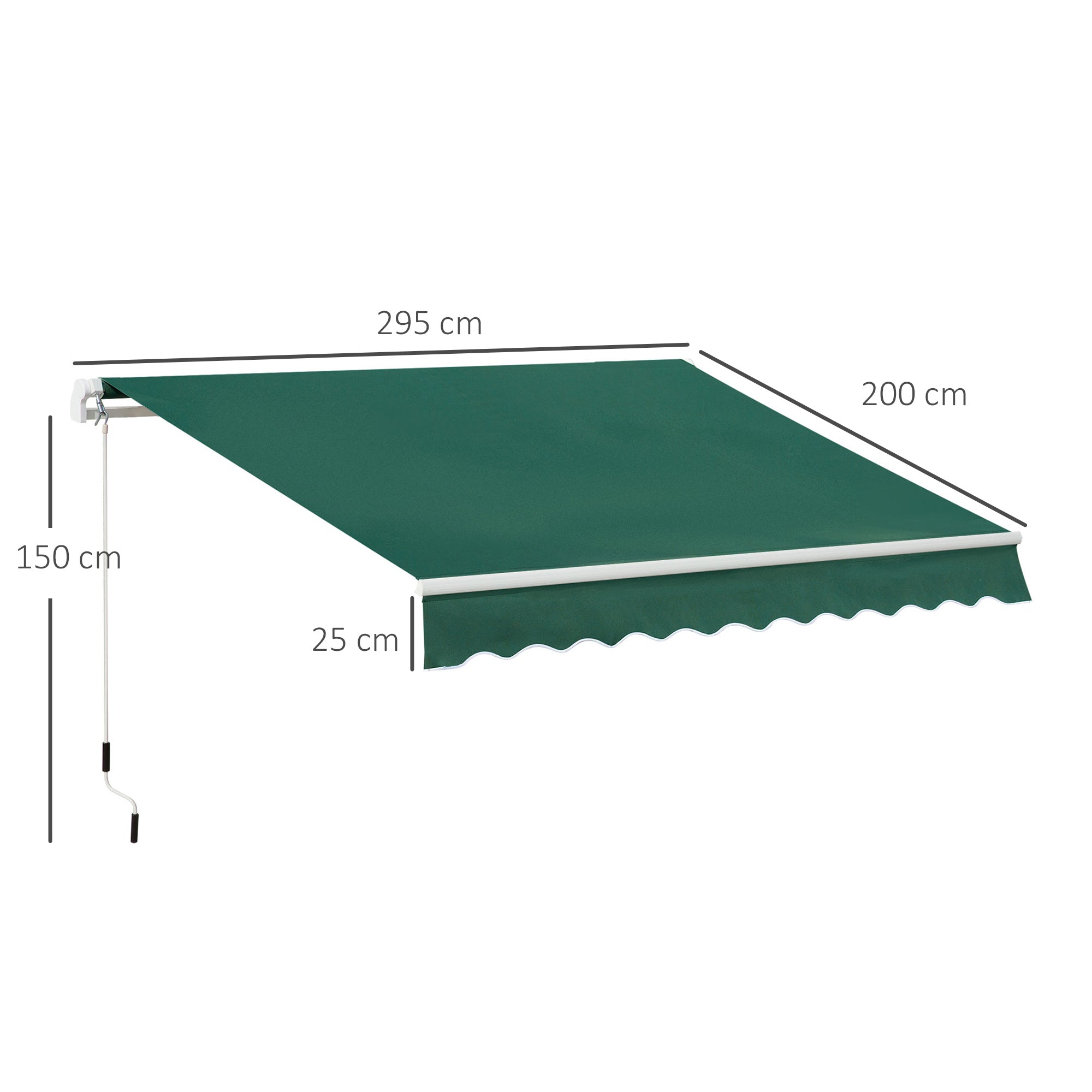 Lightweight Manual Patio Awning Canopy with UV Protection Green