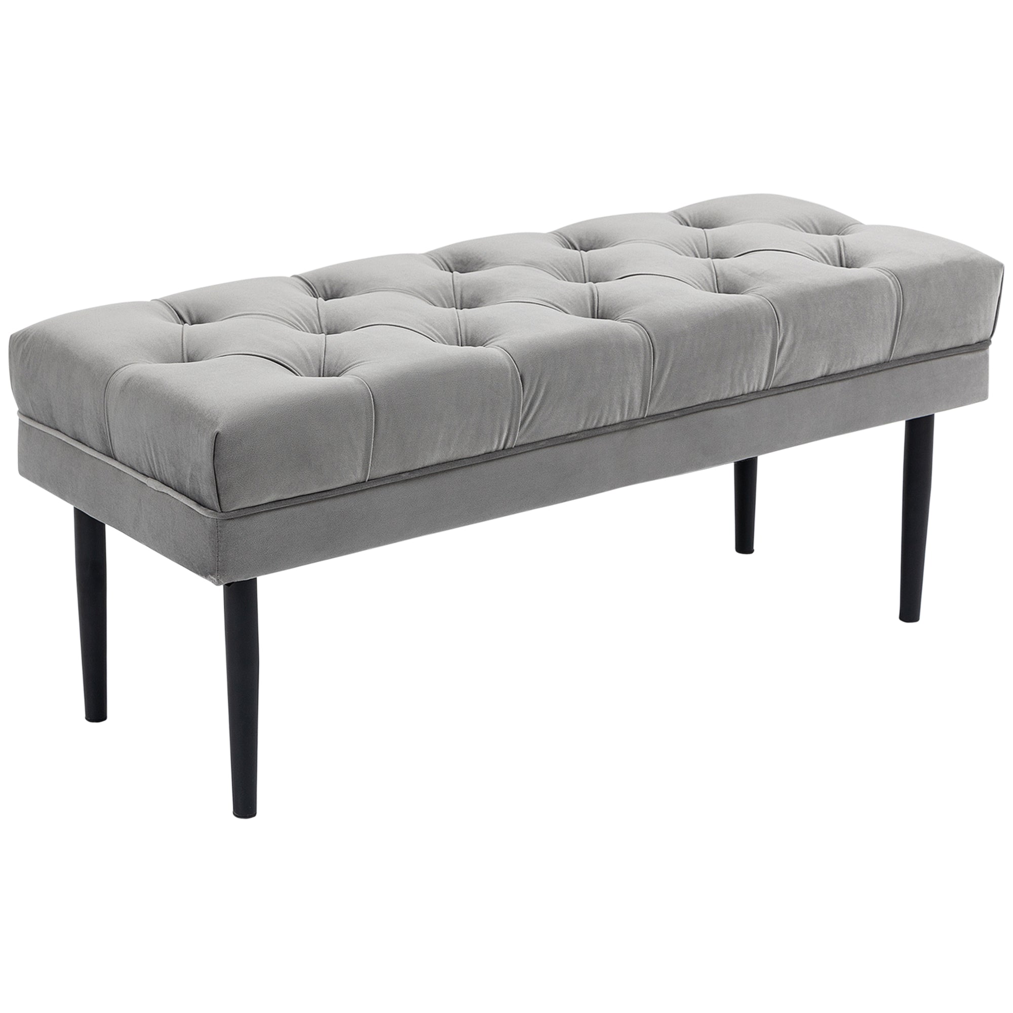 Entryway Bench, Bed End Bench, Button Tufted Window Seat, Upholstered Accent Stool for Living Room, Bedroom, Hallway, Grey