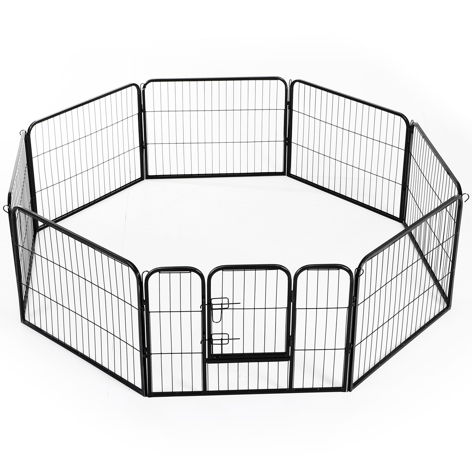 Heavy Duty Dog Pet Puppy Metal Playpen Play Pen Rabbit Pig Hutch Run Enclosure Foldable Black 80 x 60 cm (Small)