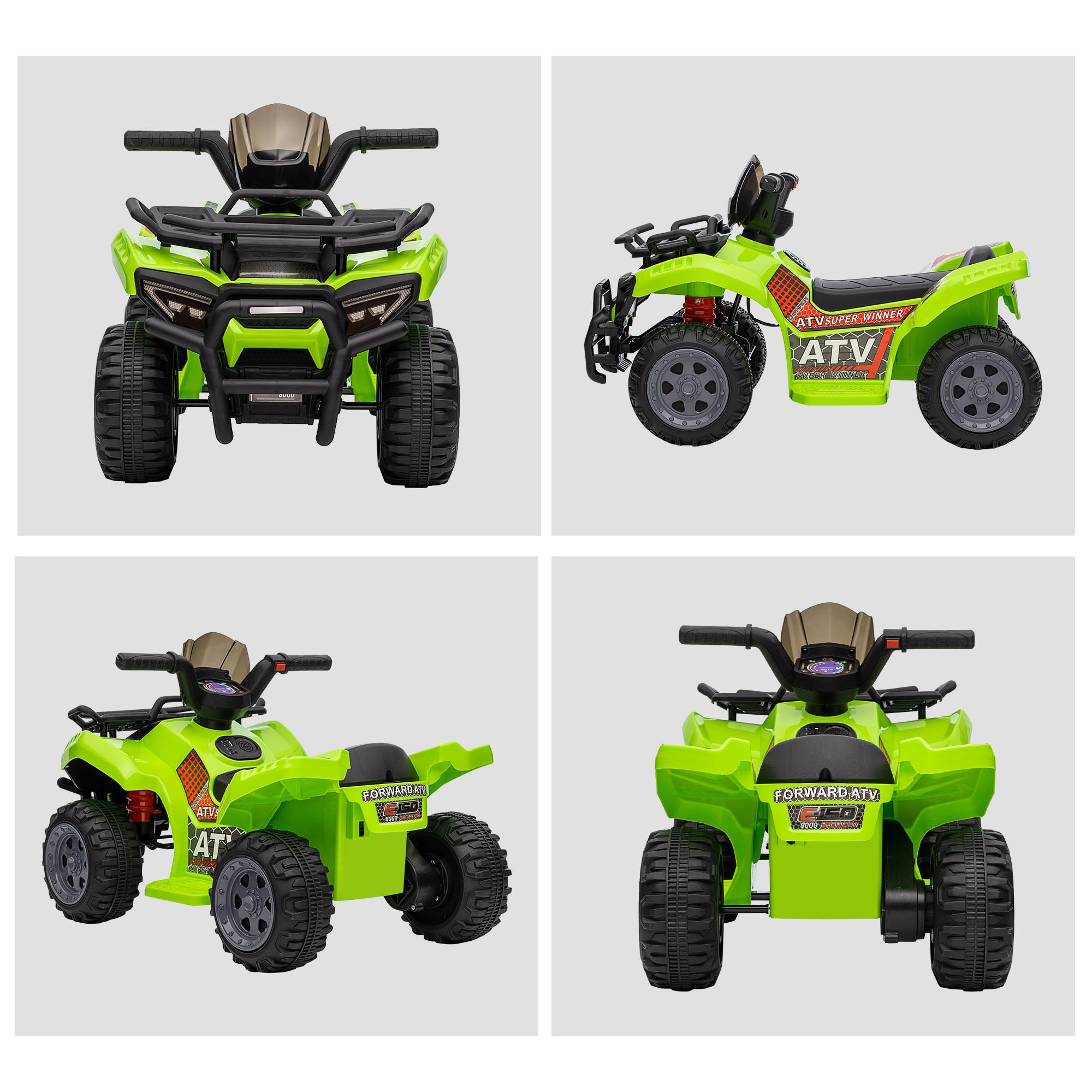 Kids Ride-on Four Wheeler ATV Car with Real Working Headlights, 6V Battery Powered Motorcycle for 18-36 Months, Green