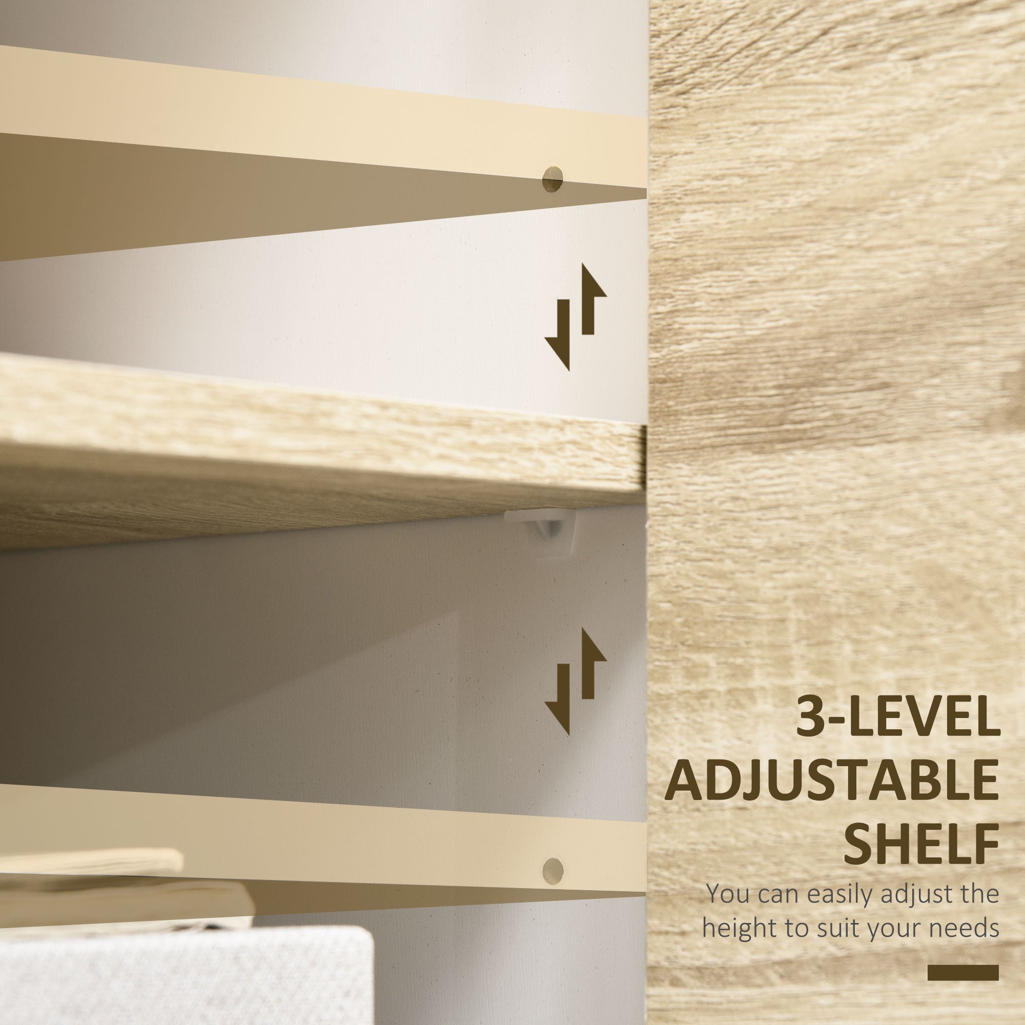 Modern Storage Cupboard with Push to Open Doors Adjustable Shelf for Living Room Home Office Bedroom White and Oak