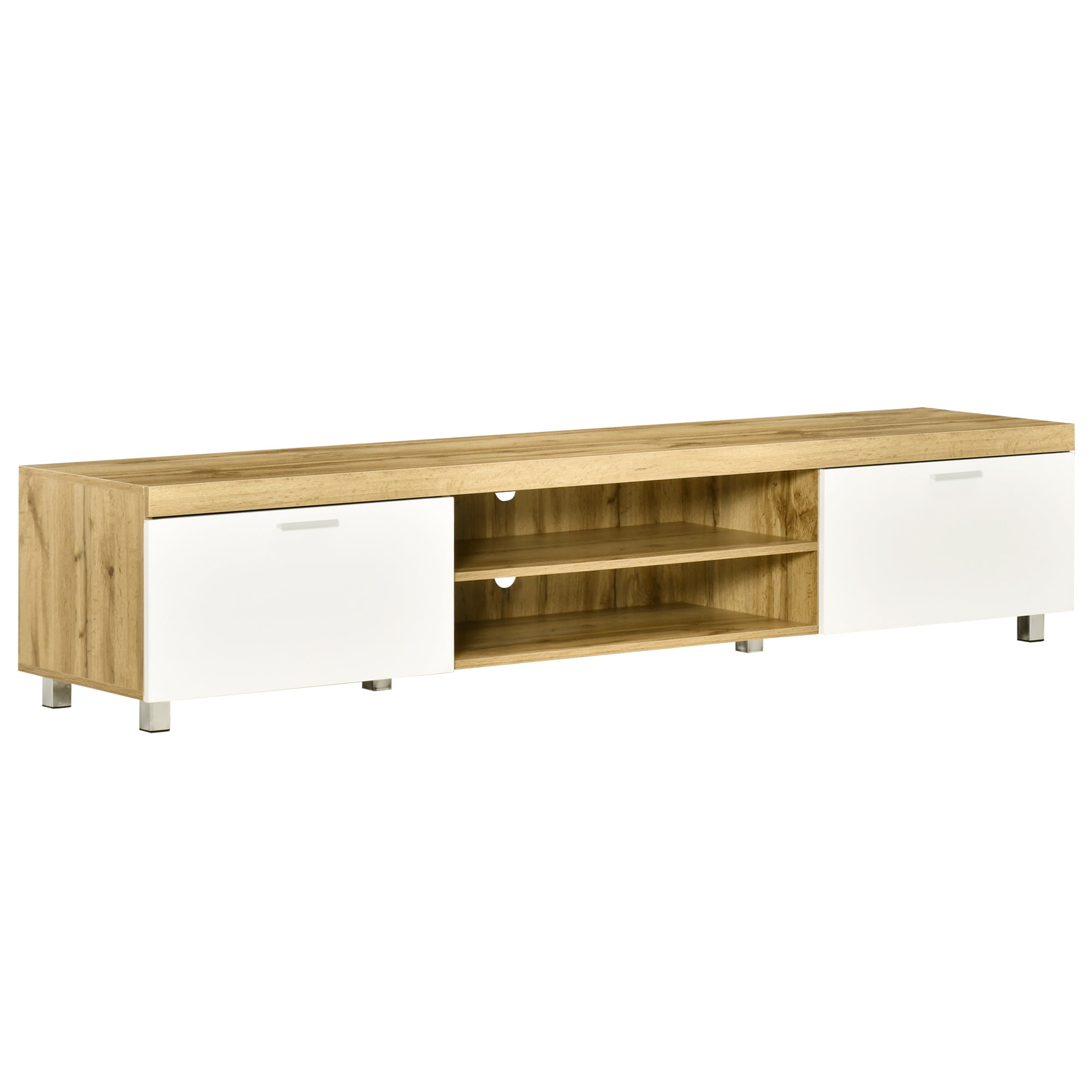 Modern TV Unit, TV Cabinet for TVs up to 90 Inches, Entertainment Center with Drawer Shelf for Living Room, Bedroom, Oak and White