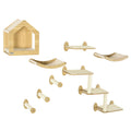 8PC Cat Wall Shelves Set with Condo, Perches & Scratching Posts - Beige